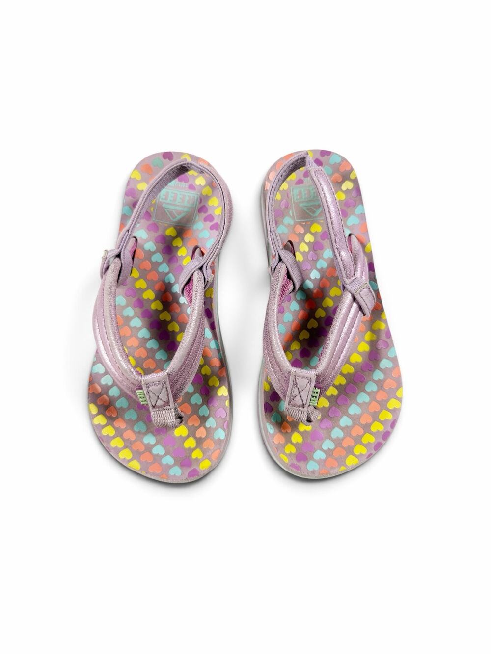 Reef Little Ahi Girls Heart Print Slingback Sandals Purple Size 11/12